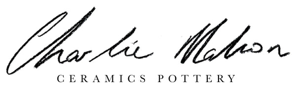 Charlie Mahon's autograph and the Charlie Mahon Ceramics Pottery logo | Charlie Mahon Ceramics Pottery Cork Ireland