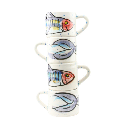 Large Irish Cups handcrafted and hand painted with a Mackerel Fish in Cork. Ireland.