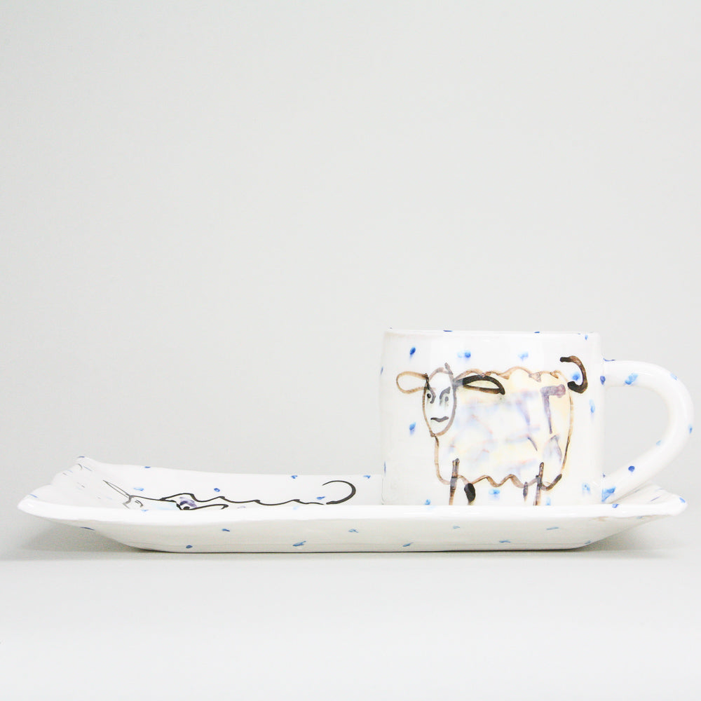 Irish Brunch Tea / Coffee Gift Sets with hand painted sheep who will add humour to your day