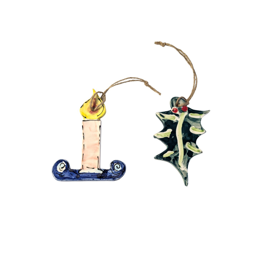Christmas Holly Baubles and Christmas Candle Bauble for Christmas Tree Decorations Ireland