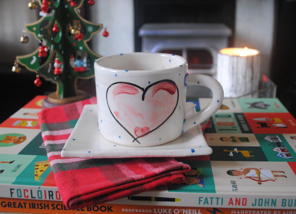 Set of Red Heart Mug & Small Square Plate with Hot Chocolate Melt  – Collection Only in Cork