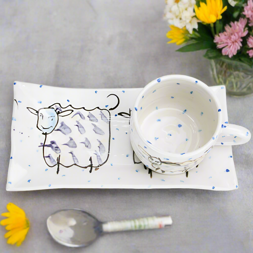 Unique ceramic gift set - includes hand painted plate and mug