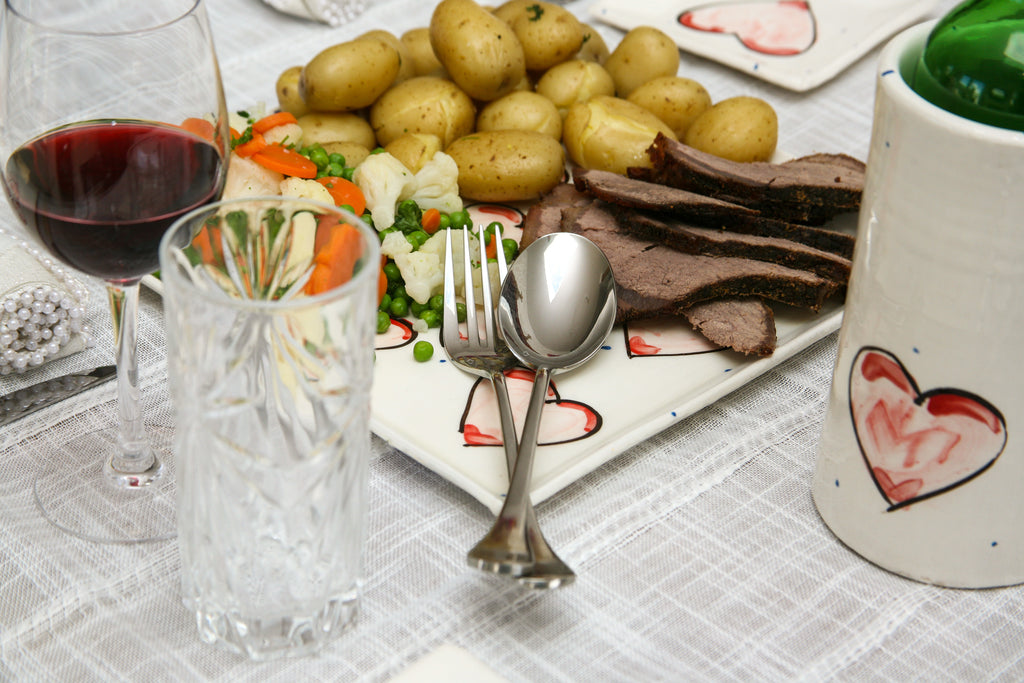 Large serving platter for gathering serving food on table 