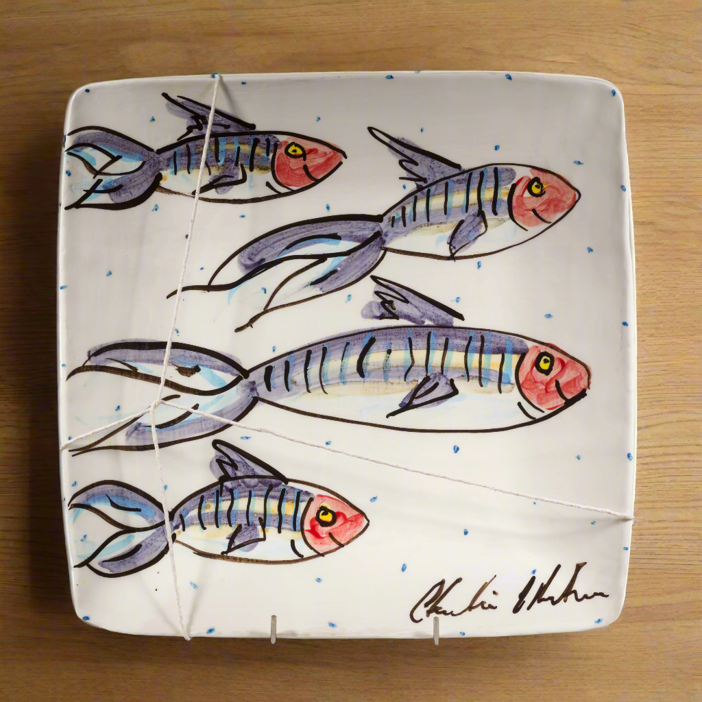 Large Irish Ceramic Serving Dish with Fish pattern