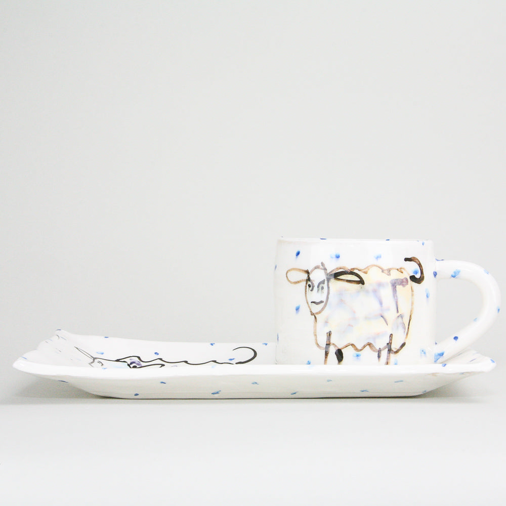Mug & Small Rectangular Plate – Sheep Collection