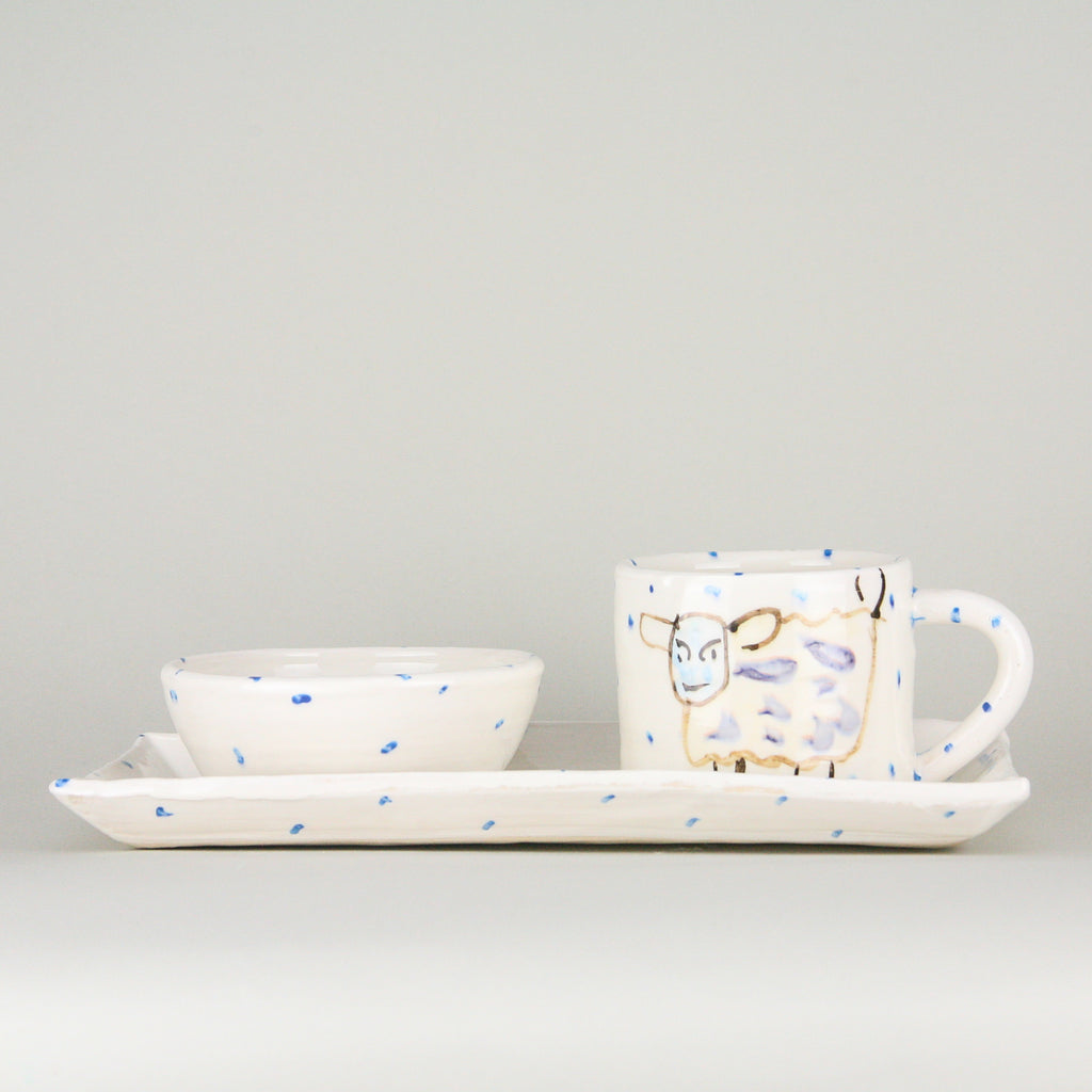 Mug, Ramekin Bowl & Small Rectangular Plate – Sheep Collection